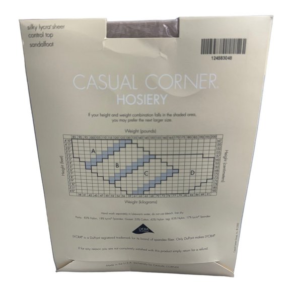 Casual Corner Silky Lycra Sheer Control Top Vintage Pantyhose Size C Champagne - Picture 4 of 4